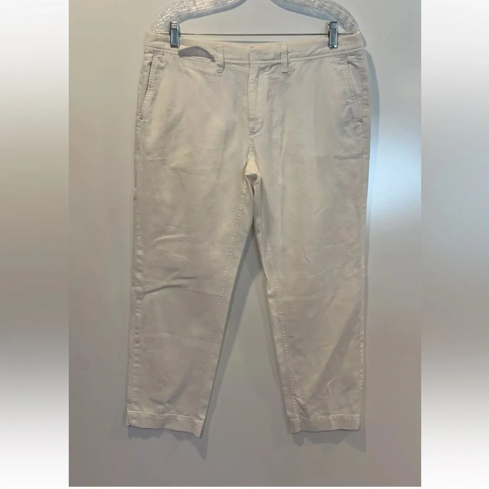 Banana Republic White Linen Cotton‎ Blend Pants Womens Size 12 (1567)